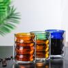 200ml Colored Thread Coffee Glass Cup Double Wall Insulated Wine Whisky Mug Sale Goods