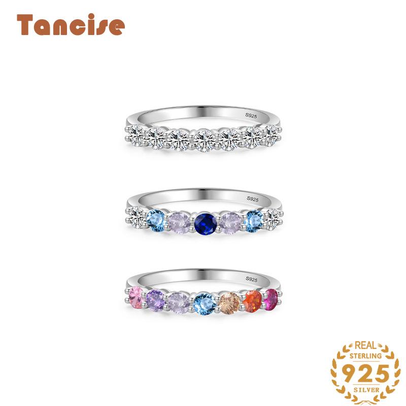 Tancise Classic 925 Sterling Silver  Zircon Ring Ladies Jewelry Wedding Promise Party Gift