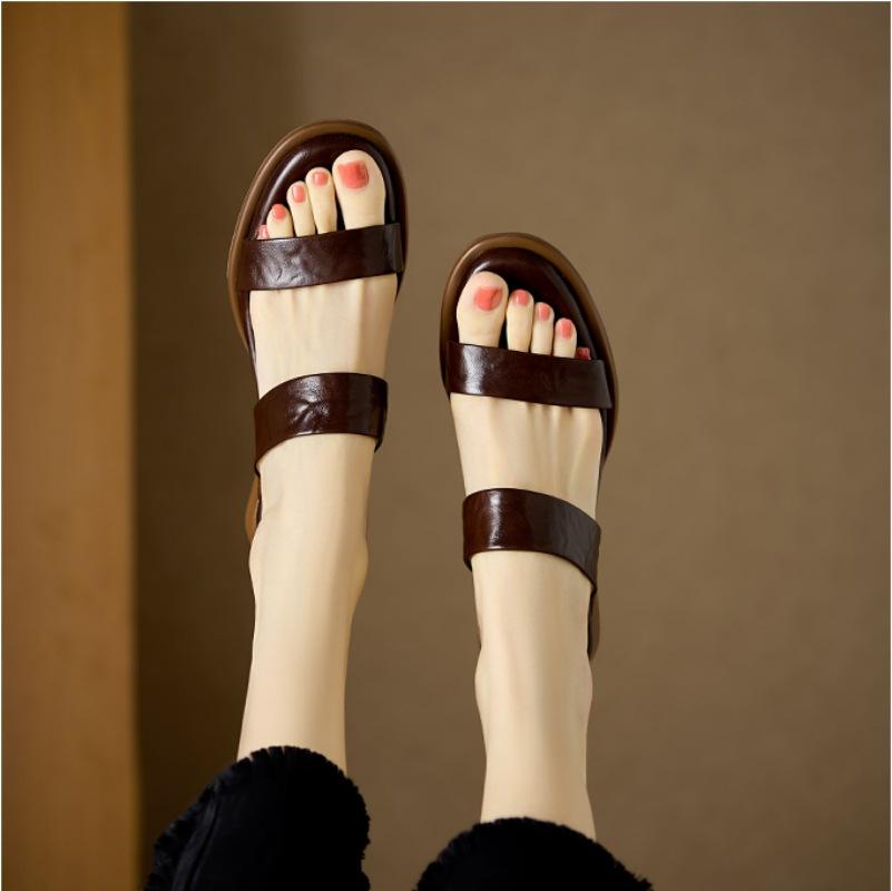 Ретро британский стиль, толстый каблук с крутыми шлепанцами, женский средний каблук с ощущением педали при ходьбе, летние новые уличные шлепанцы