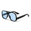 New Cool Colored Double Beam Sunglasses Fashion Women'S Oval Eyeglasses Men Outdoor Sunshade Shades Pilot Toad Shaped Eyewear