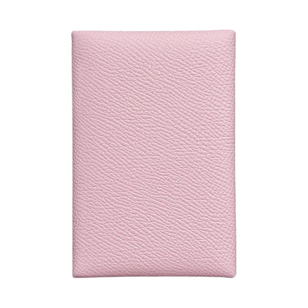 Hermes Calvi 7 Silver Buckle Epsom Leather Card Holder Women card holder Rose-Pink H044164CKM7