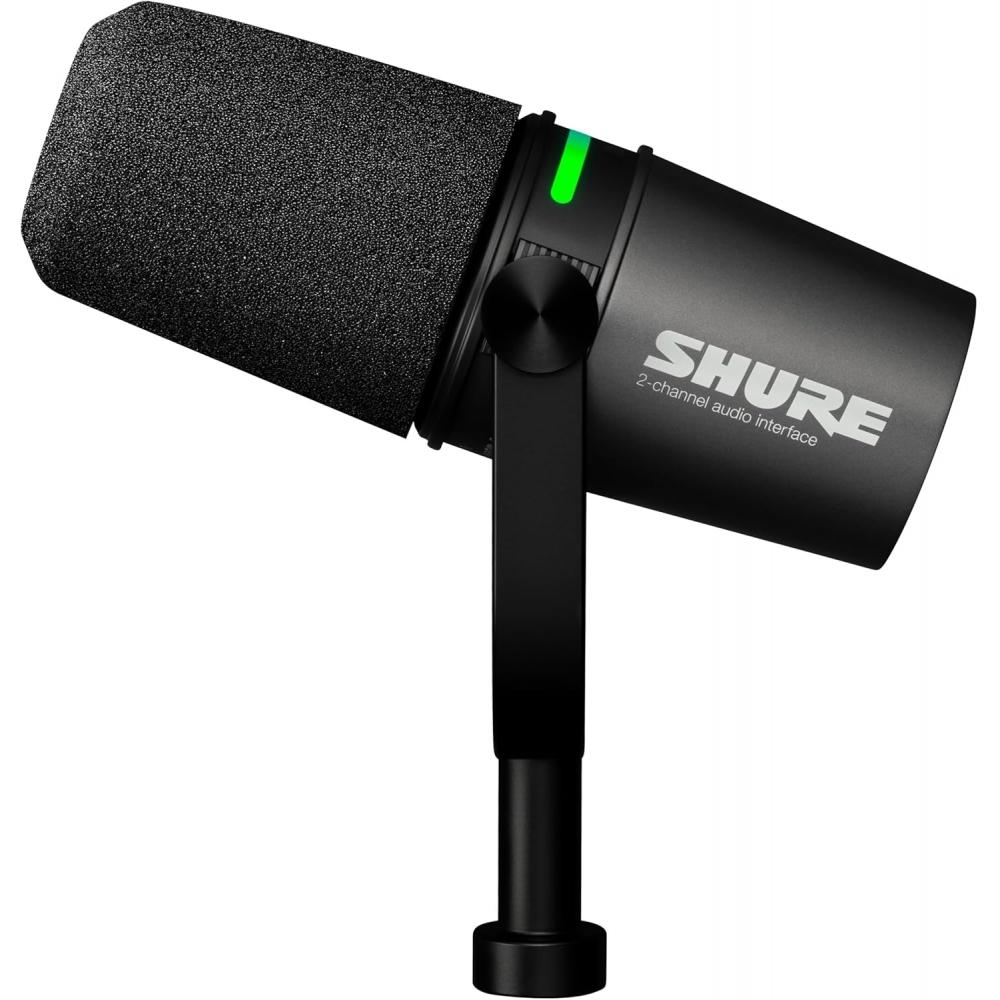 Динамический микрофон Shure Mv7i  Аудиоинтерфейс Черный  Поддержка 2 каналов Максимальная