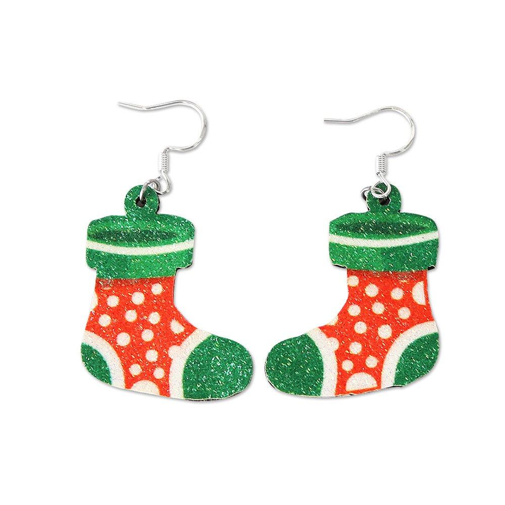 1Pair Handmade Sew Santa Claus Earrings Christmas Tree Xmas Eardrop Christmas Earring Party
