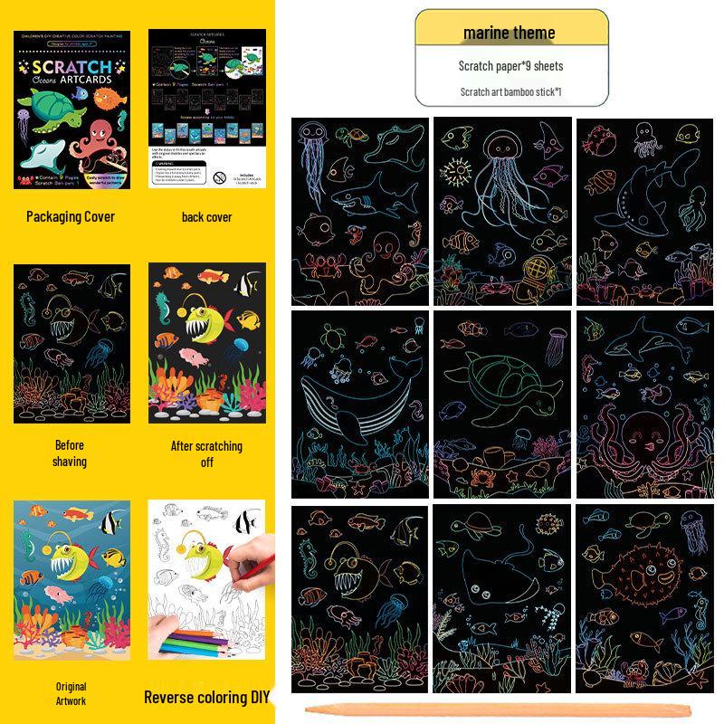 Colorful Scratch Art Set: Cartoon DIY Doodle & Drawing Book for Kids