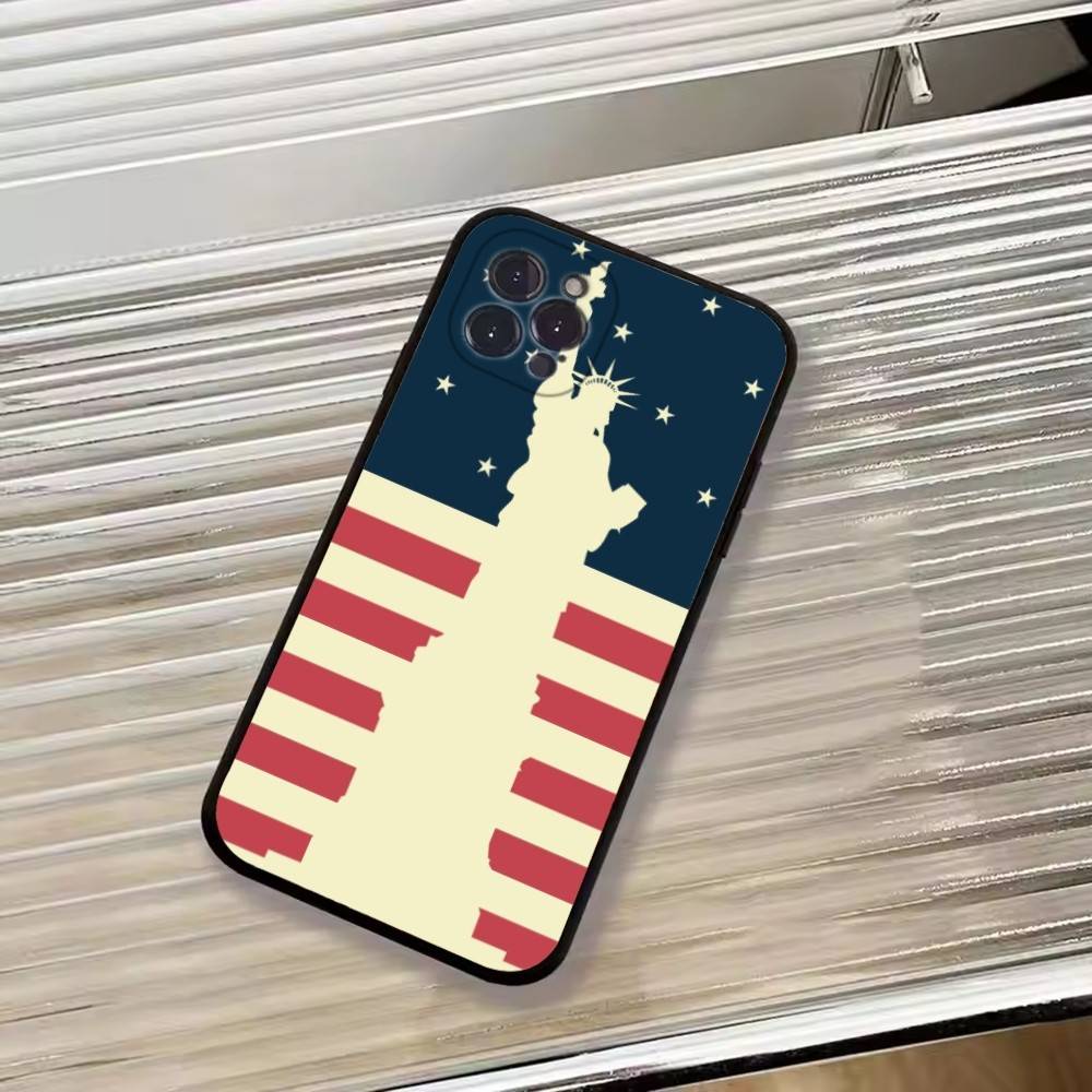 США А-Америка Флаг Чехол для Телефона Для iPhone 17,16,15,14,13,12,11 Plus,Pro Max,XS,Мягкий Силикон Черный Чехол