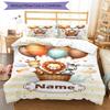 3pcs Custom Name Animals Bedding Set Duvet Cover Closure Includes 1 Duvet Cover & 2 Pillowcases, Soft and Comfortable for All Seasons.