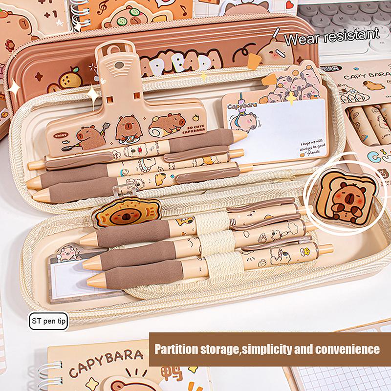 Large Capacity Capybara Pencil Case Pen Bag Student Stationery School Supplies Cute Cartoon Capybara Zipper Storage Box