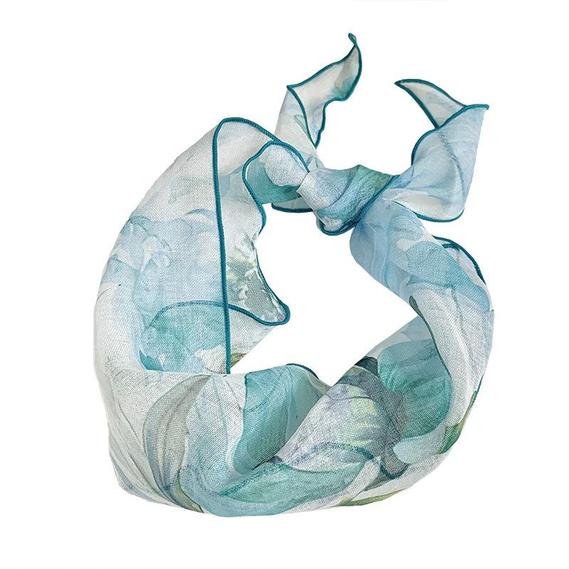 Платок женский пасторальный стиль новый с цветочным принтом, окрашенный чернилами, треугольный платок, новый универсальный литературный декоративный платок, повязка на голову