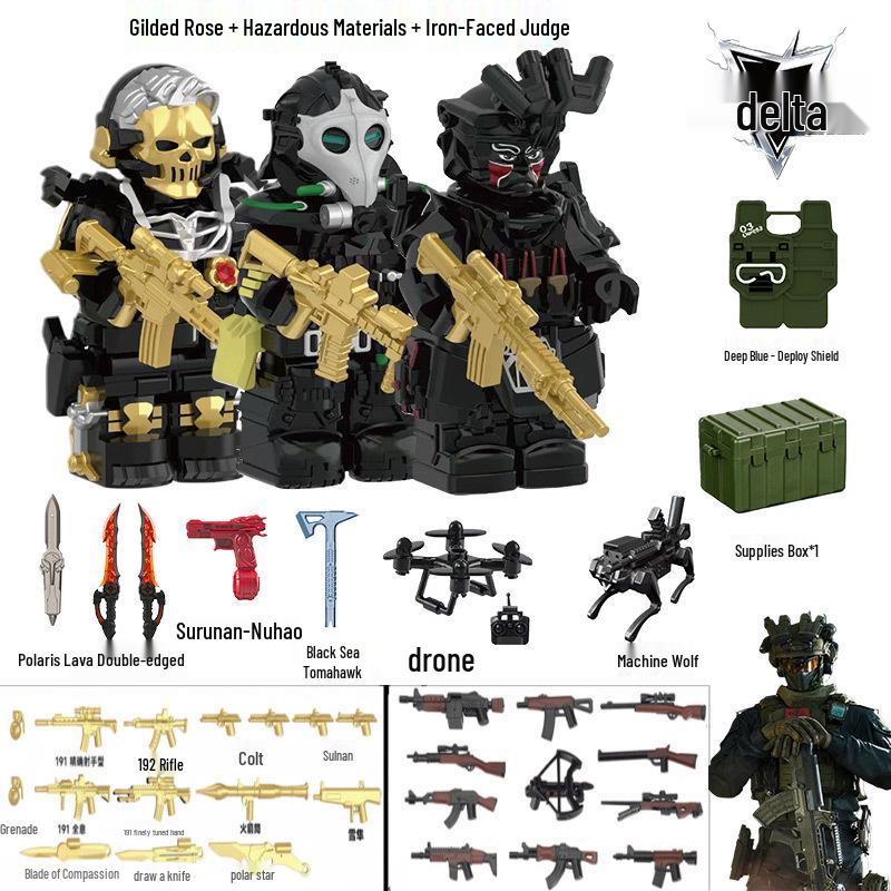 Совместимая LEGO Дельта Экшн Эрозия Золотой Розовый Велоцираптор Модель Минифигурка Игрушка