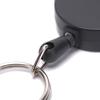Black Retractable Key Chain Reel Steel Cord Recoil Belt Key Ring Badge Holder