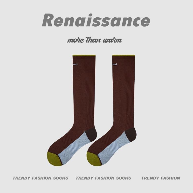 Renaissance Thin Compression Yoga Socks, Lightweight Sports Pressure Socks for Gym, Badminton and Running, Long Knee High Athletic Socks for Training