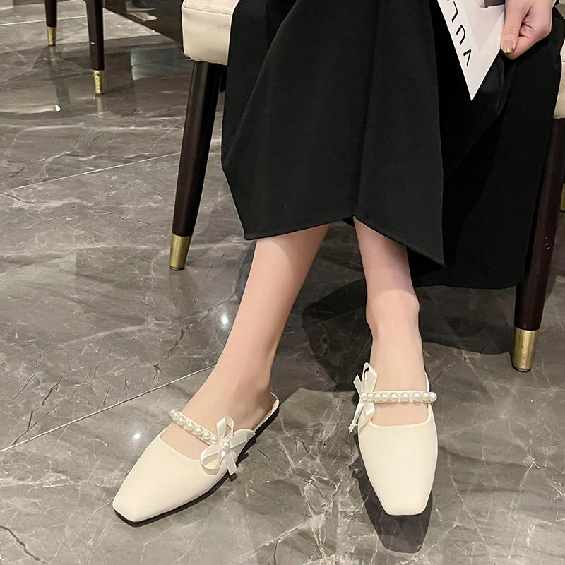 Мода 2025 Новые летние жемчужные элегантные повседневные сандалии и шлепанцы Модная удобная обувь