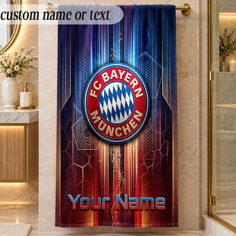 Beach TowelBayern Munich Custom Name Text Personalized Soft Towel for Beach Pool Indoor Home Decor Gift