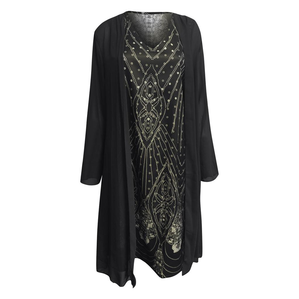 Женское модное элегантное шифоновое платье без рукавов с v-образным вырезом и принтом, платье из двух частей