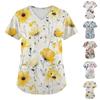 Women's Short Sleeve Fashion V Neck With Pockets Floral Print Tops Clothes