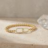 Elastic Beaded Bracelet, Zircon Paved Paperclip Clasp,Fashion Stretchable Women Accessory