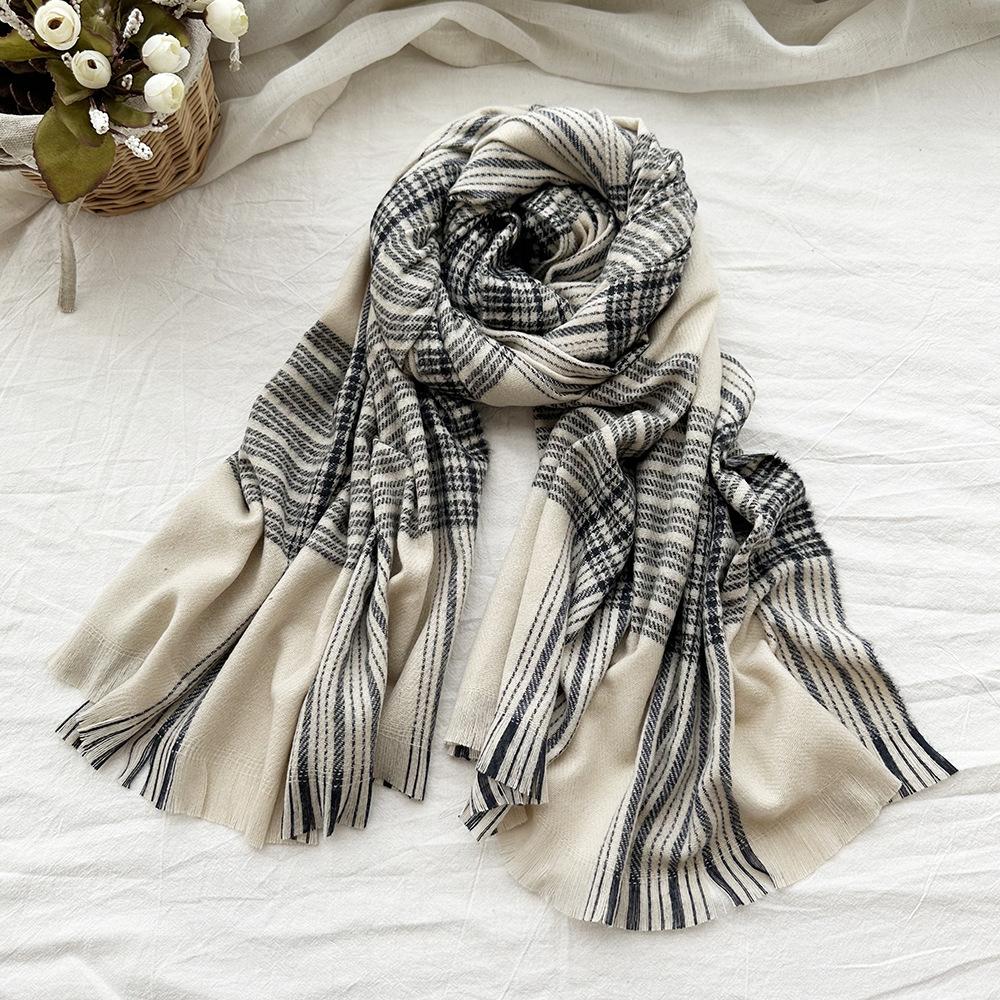 Fashionable and Versatile Imitation Cashmere Autumn and Winter Scarf for Men New Plaid Warm Scarf for Women