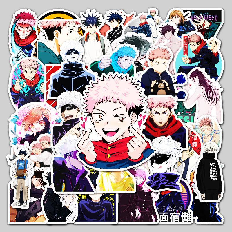 10/50 шт. Мультяшные аниме-наклейки Jujutsu Kaisen, Декор для DIY, Ноутбук, Скейтборд, Блокнот, Гитара, Шлем, Наклейка