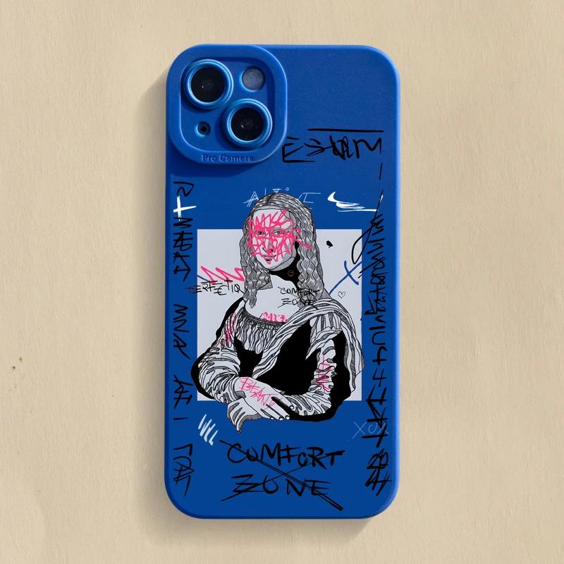 Мягкий чехол для телефона Graffiti Great Art Aesthetic David Mona Lisa для iPhone 15 14 13 12 11 16 Pro Max XR X XS 7 8 15 Plus SE