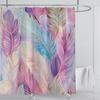 3D Feather Shower Curtain Set Colorful Printed Design Fabric Bathroom Decoration Waterproof Washable Shower Curtain with Hooks