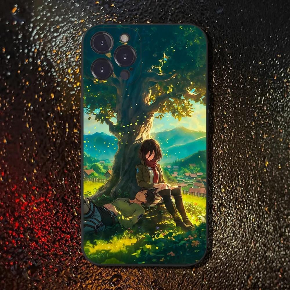 Чехол для телефона Attack on T-Titan Микаса для iPhone 16,15,14,13,12,11 Plus,Pro Max,XS,X,XR,SE,Mini,8,7, Мягкий силиконовый черный чехол