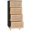 Sideboard Black 40x30x90 cm Solid Pine Wood and Natural Rattan