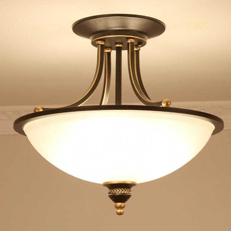 American Retro Semi-Flush Mount Chandelier for Modern Living Spaces - Bedroom, Dining Room, Balcony, Hallway, and Foyer Lighting.