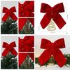 Christmas Tree Topper With Red Flannel Fabric Star And Bow For Holiday Decor