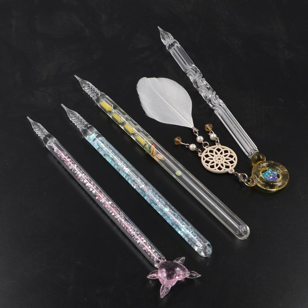 Перьевые ручки для письма, ручка с чернилами для подписи, стеклянная ручка, стеклянная ручка, погружаемая в стекло, ручка-капельница