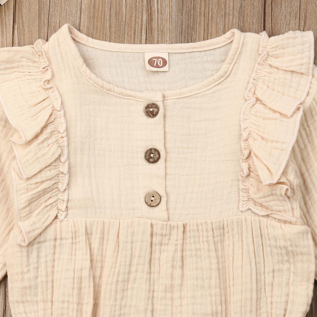 Одежда для новорожденных девочек 0-24 месяцев, комбинезон с длинными рукавами и рюшами, мягкий комбинезон, солнечный костюм