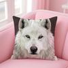 Casual daily Wild Powerful Majestic White Wolf Cushion Cover Linen Pillowcase Cover Soft Decor for Sofa Home Room
