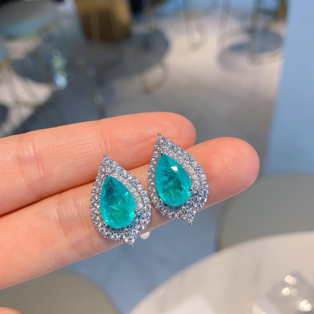 Ювелирные изделия Подвеска-капля воды Серьги-капли воды Имитация Параиба Подвеска Серьги-гвоздики Ювелирный набор