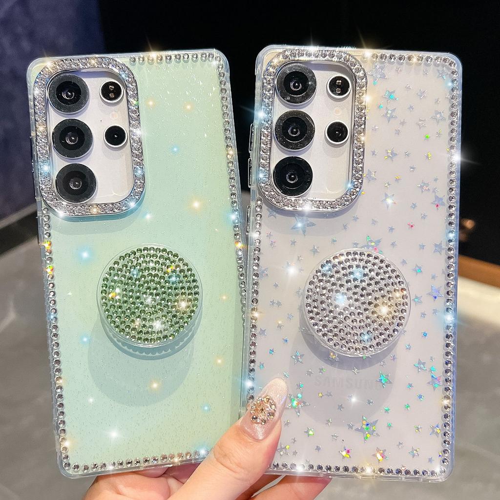 Подставка Gem Love подходит для мобильного чехла Samsung S25 Ultra, с флэш-бриллиантами S24, флэш-пудрой A56, модный A17