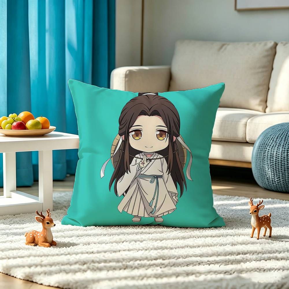 Anime Heaven Official Xie Lian Pillow Case Square Double-Sided Sofa Cushion Cover Bedroom Bedside Pillow