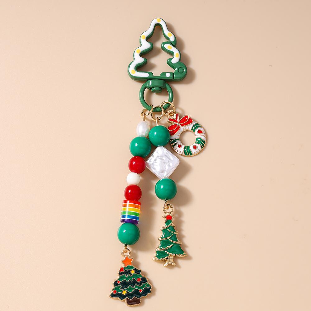 Cute Enamel Christmas Stocking Keychain Women Girls Key Ring Pendants for Handbag Decor DIY Handmade Key Chain Gift
