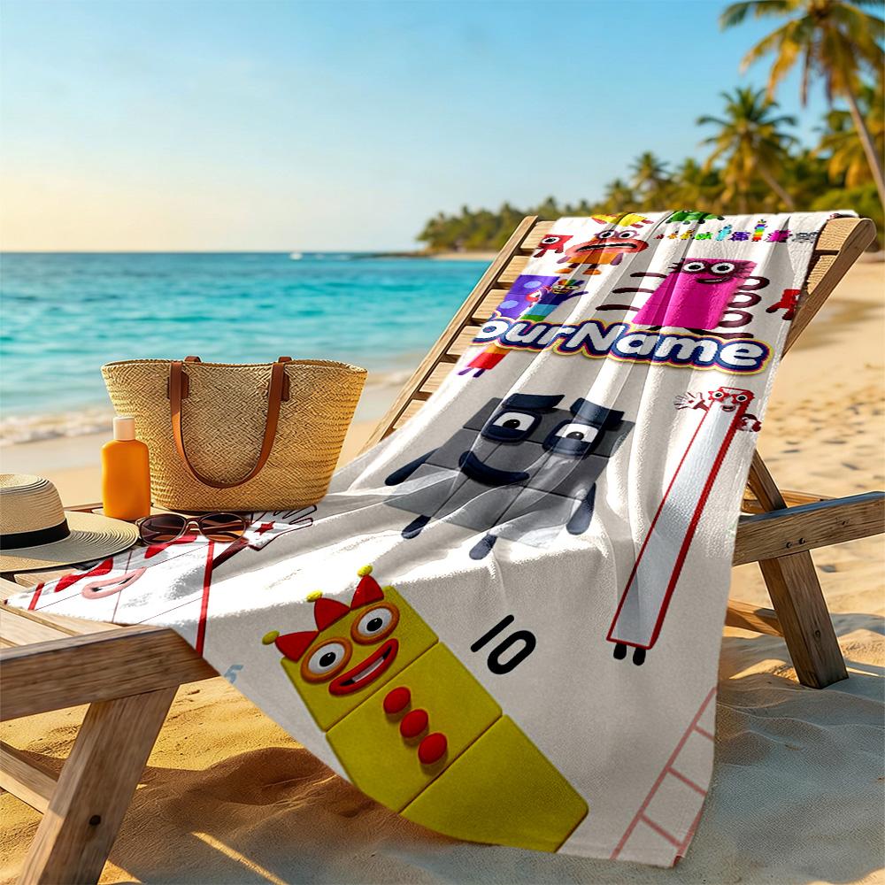Numberblocks Customize Text Beach Towel Soft Durable Quick-Dry Ideal for Travel Outdoor Swim Pool Yoga Surf Camping Hiking Gym Gift Holiday