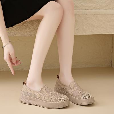 CRLAYDK Женские пенни-лоферы Кружевные жаккардовые мокасины для вождения Повседневные слипоны Комфортные женские прогулочные балетки Дышащие туфли-лодочки