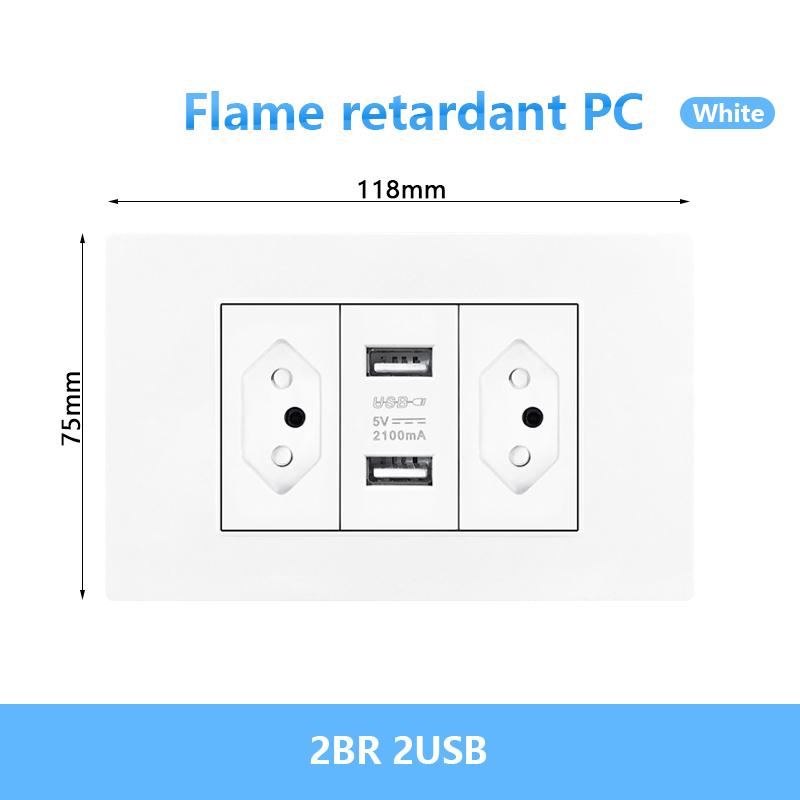 Италия Чили Мексика USB Smart Type-c 20 Вт Быстрая зарядка Настенная розетка вилка, Бразилия Панель выключателя света Универсальная розетка usb c