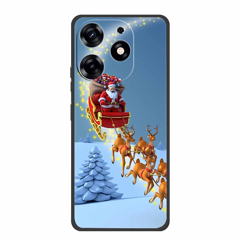 Чехол для Tecno Spark Go 2024 С Рождеством Xmas Черный Силиконовый Мягкий Задний Чехол для Tecno Spark 10 Pro 10C Pop 8 Чехол для Телефона