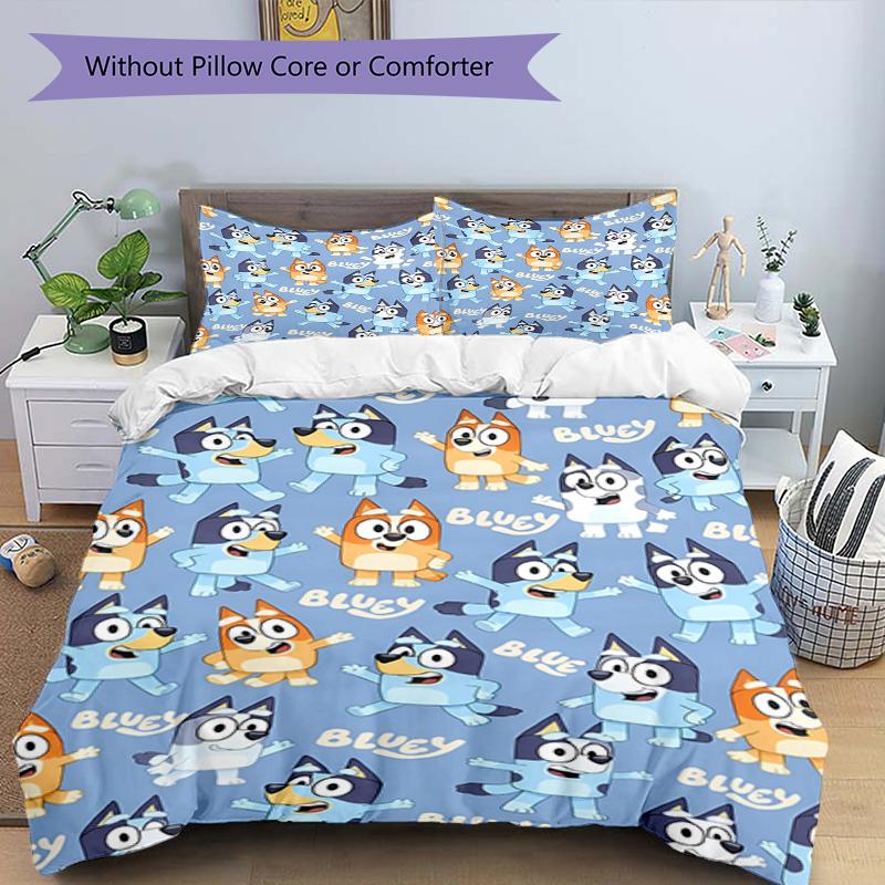 3pcs Bluey Bedding Set Duvet Cover Closure Includes 1 Duvet Cover & 2 Pillowcases, Soft and Comfortable for All Seasons.