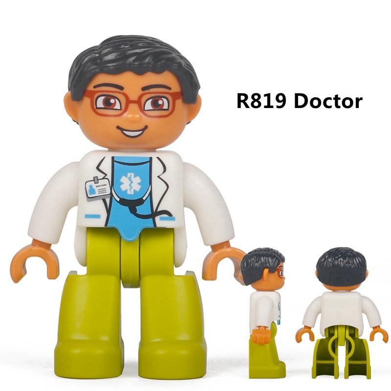 Duplo Фигурки Член Семьи Полицейский Врач Большого Размера Строительные Блоки DIY Образование Детские Игрушки