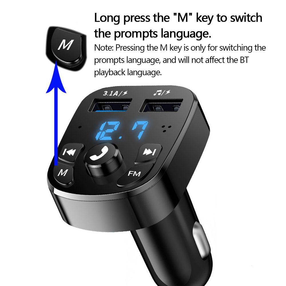 Car MP3 Player Wireless FM Transmitter Stereo Dual USB Port Car Support Hands- Calling USB Flash Drive Voltage Display