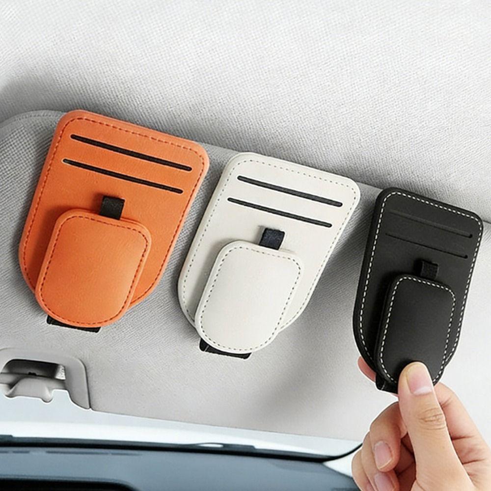 PU Leather Car Sun Visor Glasses Holder Creative Car Sunglasses Holder  Vehicle Accessory
