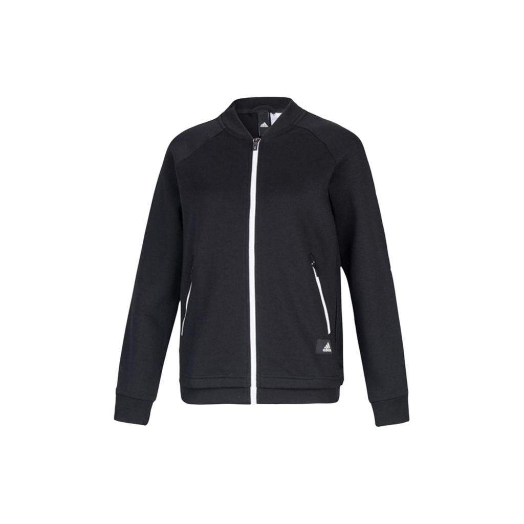 Adidas Printed Logo V-Neck Raglan Long Sleeve Jacket Women Jacket Black DM7333