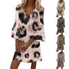 Women's Fashion Temperament Elegant Fresh Printed V-Neck 3/4 Sleeves Mini Dress