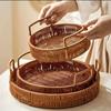 Rattan Storage Baskets Woven Storage Desktop Snacks Dried Fruit Snacks Storage Fruit Gift Plate Afternoon Tea Baskets