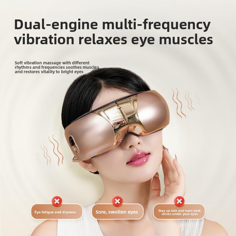 Professional Rated Eye Massager Hot Compress Eye Double-layer Airbag Multi-frequency True Intelligent Charging Eye Mask Relieve Fatigue Promote Sleep