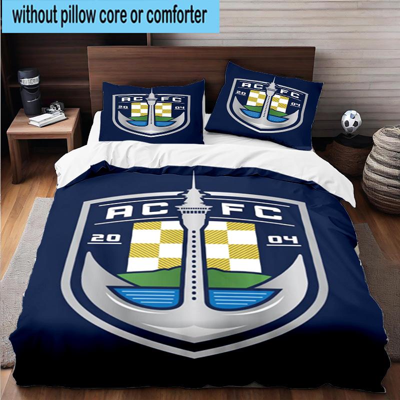 3pcs Auck-land Football Club Printed Bedding Set Duvet Cover Closure Includes 1 Duvet Cover & 2 Pillowcases Bedding Sets Home Decor Gifts