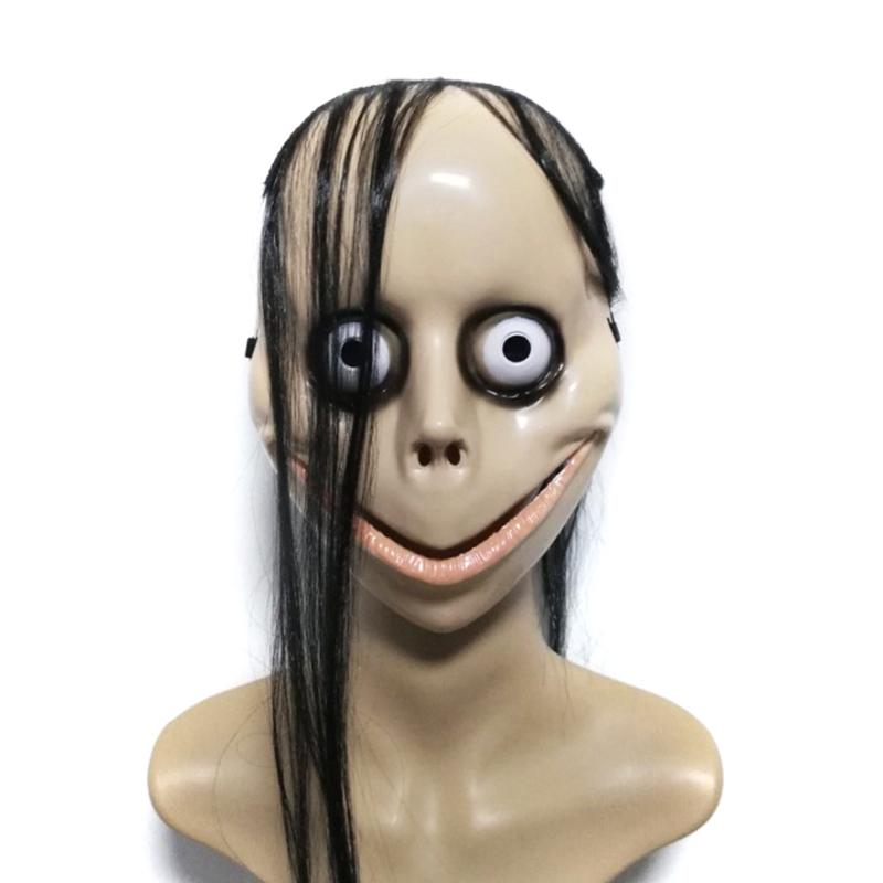 New Halloween Horror With Long Hair Mo Mo Mask Funny Mask V-Shaped Mouth Mask