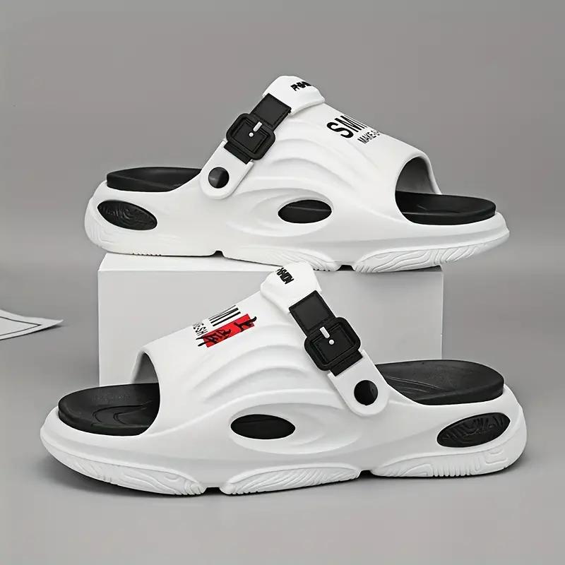 Мужские модные шлепанцы из ЭВА, нескользящие быстросохнущие тапочки с открытым носком для прогулок в помещении и на свежем воздухе, мужские летние пляжные шлепанцы